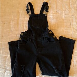 Little Bipsy Black Denim distressed Overalls